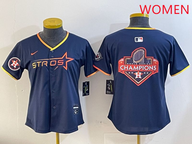 Women Houston Astros Blank Drak Blue Three generations Joint Name 2025 Nike MLB Jersey style 23